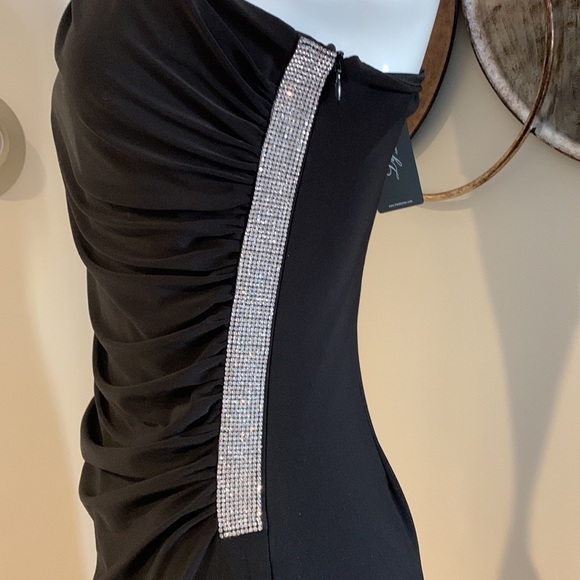 Frank Lyman - One Shoulder Black Cocktail Dress with Bling side, sz 8, NWT - Picture 1 of 7